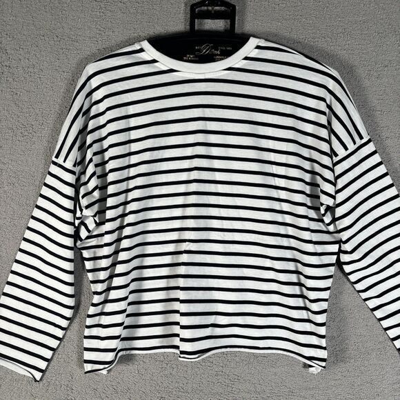 Uniqlo Women’s Size S Long Sleeve Stripe Top Black White‎ Light Weight Blouse - Picture 11 of 11